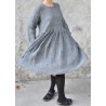 Pleated dress,  long sleeves, grey linen