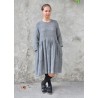 Pleated dress,  long sleeves, grey linen