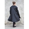 Unisex coat, black wool drap