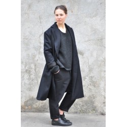 Unisex coat, black wool drap