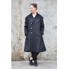 Unisex coat, black wool drap