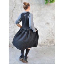 Robe à plis sans manches Uniforme, lin blanc