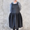 Pleated dress, sleeveless, striped wool blend