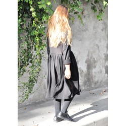 Pleated dress,  long sleeves, black knit