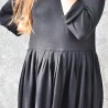 Pleated dress,  long sleeves, black knit