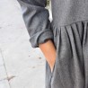 Pleated dress,  long sleeves, grey wool blend