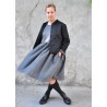 Pleated dress,  long sleeves, grey wool blend