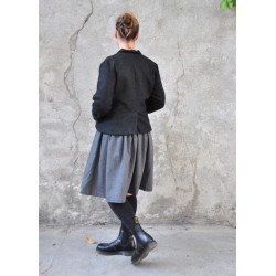 Pleated dress,  long sleeves, grey wool blend