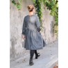 Pleated dress,  long sleeves, grey wool blend