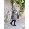 Pleated dress,  long sleeves, grey wool blend