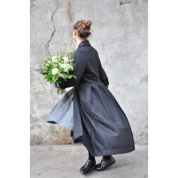 Pleated coat, grey wool drap