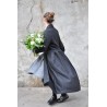 Pleated coat, grey wool drap