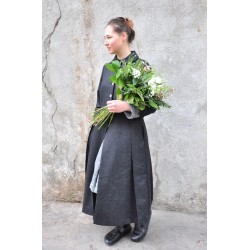 Pleated coat, grey wool drap