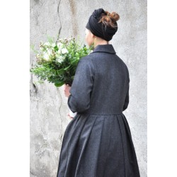 Pleated coat, grey wool drap