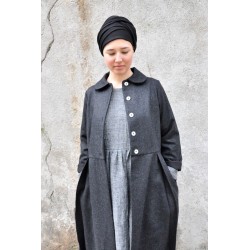 Pleated coat, grey wool drap