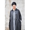 Pleated coat, grey wool drap