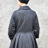 Pleated coat, grey wool drap