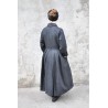 Pleated coat, grey wool drap