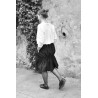 Faux-cul skirt, striped wool blend