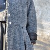 Pleated coat, curly wool drap