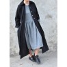 Pleated coat, black wool drap