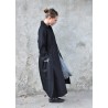 Pleated coat, black wool drap