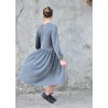 Pleated dress,  long sleeves, light grey knit