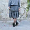 Faux-cul skirt, curly wool drap