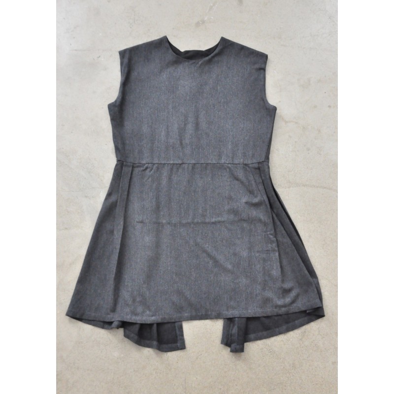 Apron-dress, grey fine wool blend