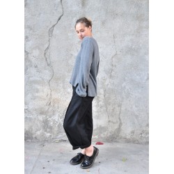 Pleated trousers, black wool blend