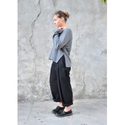 Pleated trousers, black wool blend