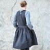 Pleated dress, sleeveless, black denim