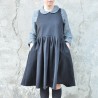 Robe à plis sans manche, jean noir