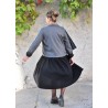 Pleated dress,  long sleeves, black heavy knit