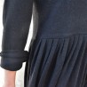 Pleated dress,  long sleeves, black heavy knit