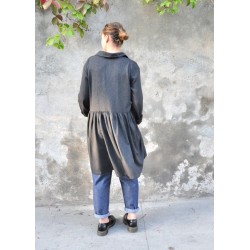 Shirt-dress, fine grey wool blend