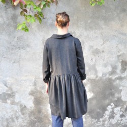 Shirt-dress, fine grey wool blend