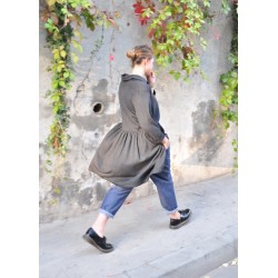 Shirt-dress, fine grey wool blend