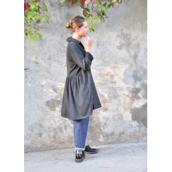 Shirt-dress, fine grey wool blend