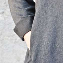 Shirt-dress, fine grey wool blend