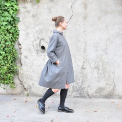 Shirt-dress, grey wool blend