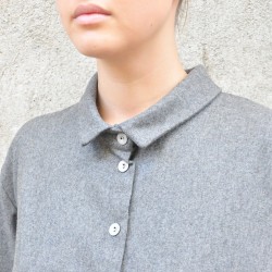 Shirt-dress, grey wool blend