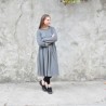 Pleated dress,  long sleeves, grey heavy knit