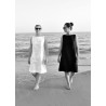 V back dress, black linen