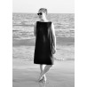 V back dress, black linen