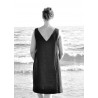 V back dress, black linen