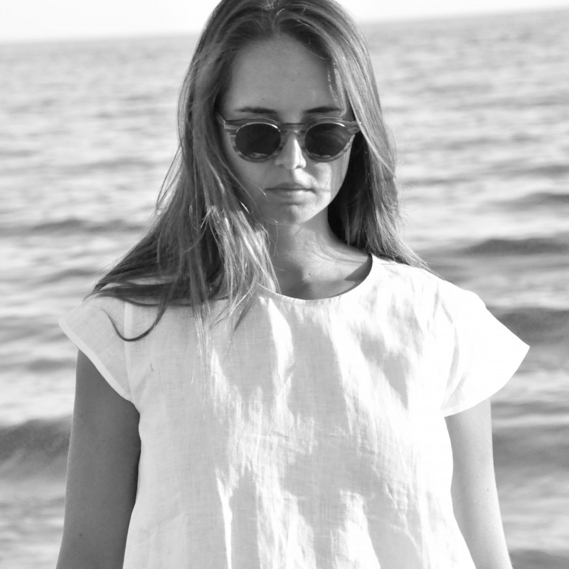 Uniform short sleeves blouse, white linen