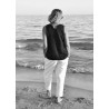 Sleeveless blouse, black linen