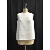 V back blouse, white linen