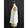 V back blouse, white linen